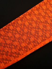 Vestido de cóctel formal elegante naranja de manga larga de encaje hasta la rodilla con cuentas para mujer - Naranja - Ver 8