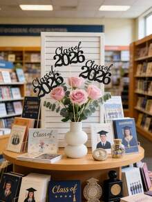 6pcs 2026 Graduation Ceremony Desktop Decorations, Graduation Class Center Decor, Graduation Party Decorations With Stands, 2026 Graduation Party Desktop Decor - Multicolor - View 8