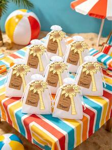 15/3pcs Summer Beach Party Gift Set, Includes Coconut Tree Bottle Opener, Thank You Cards, White Bag, Summer Beach Party Decor, Accessories - Multicolor - View 4