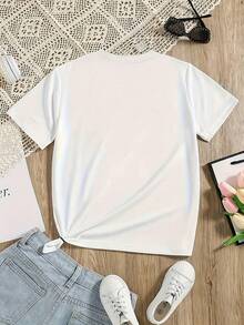 Camiseta casual de manga corta y cuello redondo para mujer - diseño "Just Smile" y "Pink Lover's Coffee", camiseta ligera de verano con diseños de corazones y tazas, mezcla de poliéster suave, perfecta para uso casual, camiseta para mujer. - Negro - Ver 4