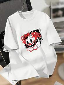 Camiseta Casual de Manga Corta para Mujer, con Estampado Gráfico de Dibujos Animados, Tejido de Poliéster, Cuello Redondo, Largo Regular, para Primavera, Verano y Todas las Temporadas, Estilo Y2k - Blanco - Ver 1