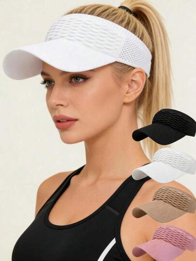 1pc/Set Women's Lightweight Gray Sun Hat Baseball Cap - Made Of Breathable And Comfortable Polyester Fabric With UV Protection, Featuring Textured Weave Design And Curved Brim, Suitable For Running And Outdoor Activities, Hand-Washable, Sun Hat | Textured Weave Cap | Breathable Mesh Sun Hat, Summer, Beach