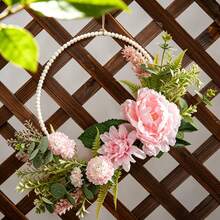 Yuejia 1 Bunch New Style Dahlia & Peony Artificial Flower Bouquet, Semi-Circular Decoration, Suitable For Living Room Multi-Scene Decor - Pink - View 5