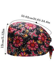 1 pieza Gorro de poliéster con estampado de dientes, ajustable para pediatría, clínica y enfermería para hombres y mujeres - Multicolor - Ver 10