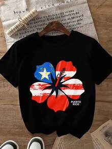 Black T-Shirt With Puerto Rican Style Floral Print - Pura, Unisex, 220 Grams, Comfortable Fabric, Casual Wear. - 黑色 - 查看 12