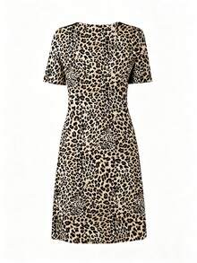 拼色休閒短袖洋裝，細肩帶沙灘度假洋裝，適合度假、日常、派對、通勤，優雅夏季穿搭 - 香檳色 - 查看 4
