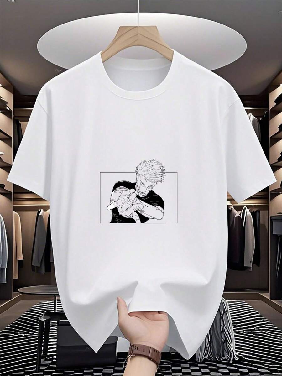 Tienda Local, Camisas de Hombre, Ropa de Hombre, Camisetas para Hombre, Camisa de Hombre, Camiseta Blanca y Negra 180G, Estampado de Anime, Camiseta de Alta Calidad, Cuello Redondo, Corte Holgado Básico, para Hombres y Mujeres, Transpirable, Versátil, Lavable a Máquina, Cómoda, Tallas S ~ 3XL, Diario, Casual, Deportivo, Esencial para el Verano.Y2k Camiseta Camisa De Y2k Camiseta Camisa De - Blanco - Ver 1