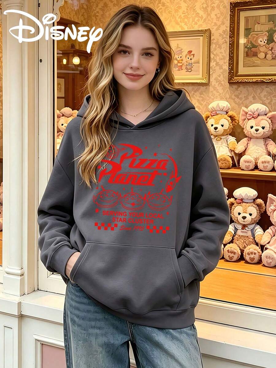 Winter Women's Fashionable Long Sleeved Hooded Sweatshirt, Made Of Comfortable Fabric, Suitable For All Seasons, Versatile For Various Occasions, Printed With Disney Toy Story Three Eyed Pattern. - Xám - Xem 1