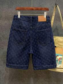 Men's Fashionable Crochet Denim Shorts - Dark Wash - View 3