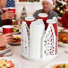 4-Tier Rotating Paper Cup Holder, Disposable Coffee Cup Dispenser, Storage Box, Detachable Plastic Cup And Lid Rack, Suitable For Counter, Kitchen, Coffee Station And Bathroom - Multicolor - View 4