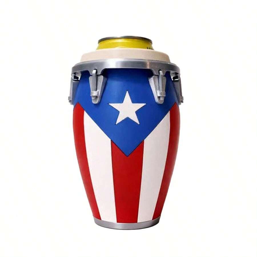 Conga-Style Bottle Holder, Fun Flag Conga Drum-Shaped Thermal Insulation Beer Bottle Holder, 12-Ounce Beverage Bottle Holder, Suitable For Picnics And Barbecue-Themed Events - 2 - 查看 1