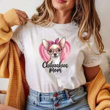 Camiseta gráfica de mamá chihuahua, regalo para amantes de los perros.J*PG.J*PG220 g C-AmiS-eta de al-Godón puro de perfecto para relA-Jarse el fin de semana, hA-cer picnics y reuniones familiares. Un regalo iD-eal para padres y familiares. - Blanco - Ver 6