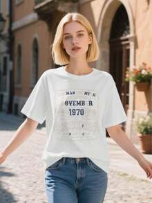 Birthday Gifts For A 55th Birthday In November 1970 For 55-Year-Old Men, Graphic Print T-Shirts For Women, Fashion Clothing. - 黑色 - 查看 9