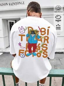 Men's Summer And Autumn Cotton T-Shirt, Featuring Frog Print, Suitable For Everyday Wear, Streetwear, Holidays, Leisure And Sports - White 5 - View 3