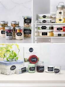 1 Roll (120pcs) Reusable Waterproof Chalkboard Labels, Removable Self-Adhesive Blackboard Stickers, Oil-Proof Writable Labels Suitable For Mason Jars, Spice Jars, Food Storage, Kitchen Organization, Wedding Party, Birthday Decoration, Baby Shower, Craft Room, Classroom, Storage Bins, Essential For Home Kitchen And Office Organization - Black - View 5