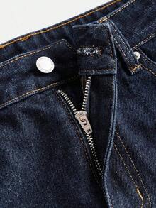 Minifalda de mezclilla para mujer, estilo Y2K, para conciertos, de vuelta a la escuela - Azul lavado oscuro - Ver 4