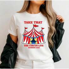 Take That Circus Live Tour 2026 T-Shirt, Front And Back Pattern UK Concert, Hip Hop Music Shirt, Retro Pop Music Graphic Top Unisex Gift, Women's T-Shirts, Women's Tops, Women's Short Sleeve T-Shirts, Women's Summer Tops, Women's Summer Clothing, Women's, Mother's Day, Norpojin Women's, Tropicoqueta Women's Fashion, Designer Women's Fashion, Luargla Flamenco Dress Women's, Toto En Ninetta Jersey, Kurdish, Boho Style Women's, Holiday Must Have, Women's Sport Set, Maja Women's, Sweater, Spring Outfit, Summer Outfit Women's, Festival Outfit Women's, Y2k, Easter, Motif, 2000s Style YL7W - White - View 1