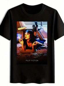 Vintage Collage King Of Pop T-Shirt, Y2K Style Casual Sportswear, Unisex Summer Vacation T-Shirt For Men And Women - 黑色 4 - 查看 11
