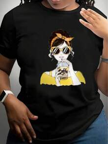 New And Popular Product 2026: Women's T-Shirt, Comfortable Round Neck, Casual Cotton Short Sleeve, Soft And Breathable Top, Women's T-Shirt, Urban Style Fabric For Summer And Spring. - 黑色 - 查看 3