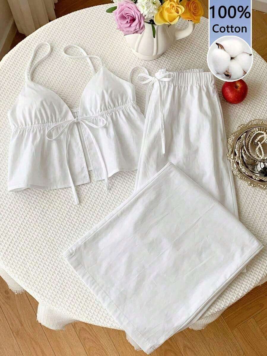 casual de 2 piezas de mujer con rayas tejidas, para primavera/verano - Azul - Ver 1