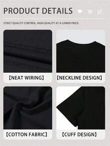 Women's Short-Sleeved T-Shirt With The Fun Slogan "You Can't Control My Daughter", Black And White Contrast Print, Soft And Casual, For Mom, Mother's Day Or Birthday Gift, Casual Style. - 黑色 - 查看 3