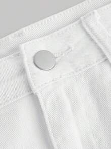 Minifalda casual cargo de mezclilla lavada para mujer - Blanco - Ver 3