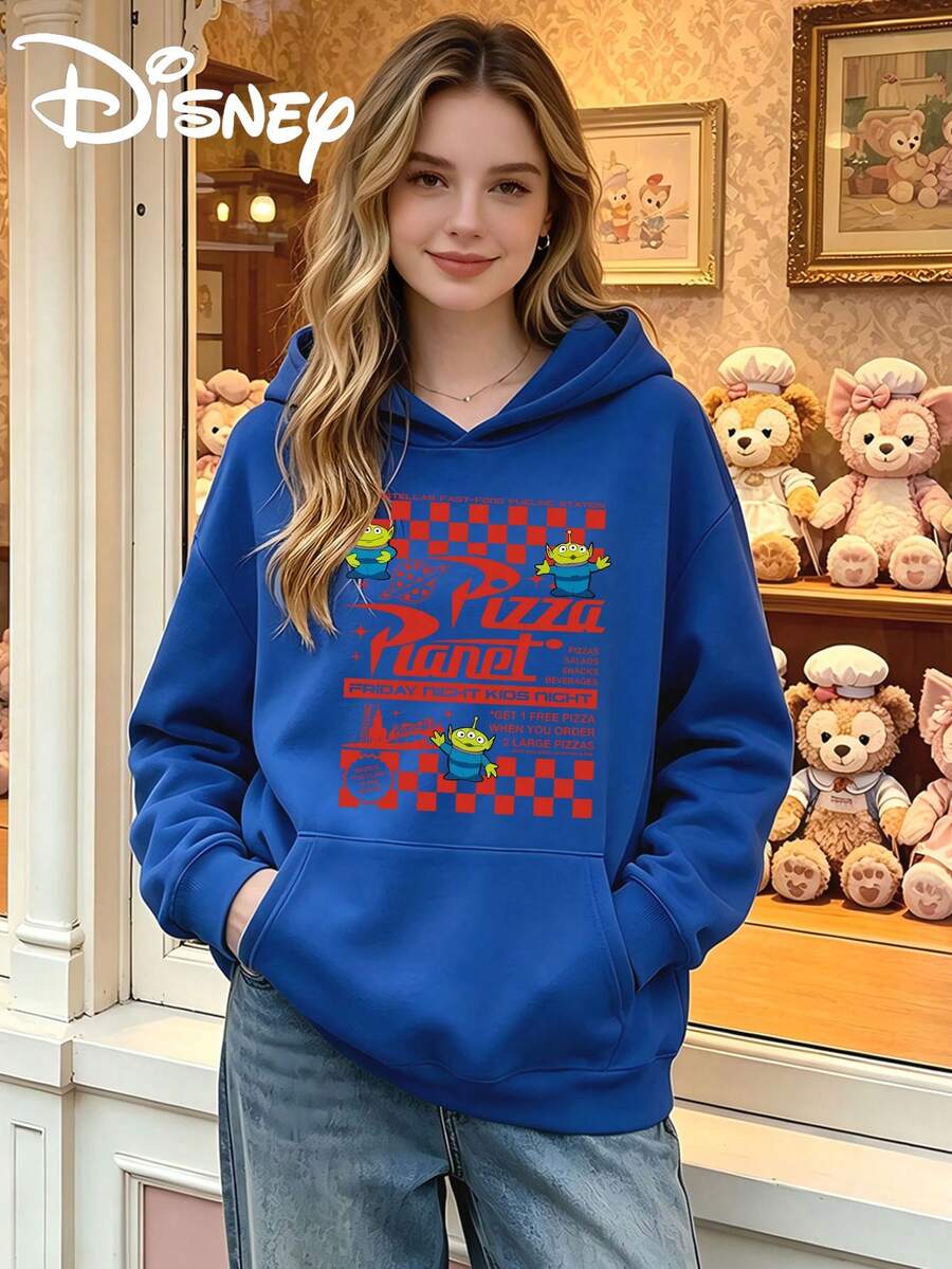 Winter Women's Fashionable Long Sleeved Hooded Sweatshirt, Made Of Comfortable Fabric, Suitable For All Seasons, Versatile For Various Occasions, Printed With Disney Toy Story Three Eyed Pattern. - 藍色 - 查看 1