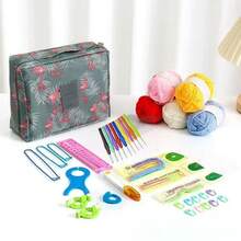 Crochet Starter Kit For Beginners, Ergonomic Soft-Grip Crochet Hooks, Full Set Of Yarn & Instruction Book, Portable Storage Pouch, Handmade DIY Craft Kit, Creative Gift (Accessory Color Random) - Green Flamingo Crochet Set - View 6