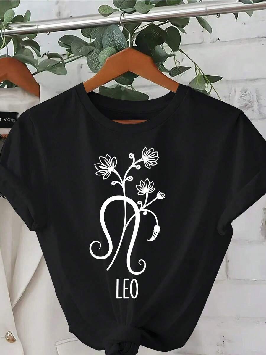 Women's Plus Size Casual Floral Print T-Shirt - Light Gray, Round Neck, Short Sleeve, Perfect For Spring And Summer, Casual Wear T-Shirt | Floral Print Top | Slightly Stretchy Fabric, Plus Size Clothing - 黑色 - 查看 1