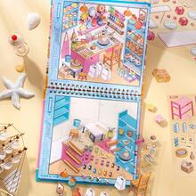 31 Pages Mini Scene Sticker Book, Cute 3D DIY Stackable Stickers, 10 Scenes (Cake Shop, Ceramic Shop, Post Office, Bookstore), Suitable For Diary, Planner, Crafts - One Size Fits All 1 - View 4