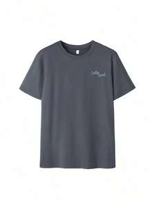 SALTY SOUL Women's Short Sleeve Crew Neck T-Shirt With Tree And Sun Print, Casual Style, Perfect For Beach Vacations, Spring/Summer, Fashionable, Your Essential Item For Everyday Vacation Wear. Women's Graphic Vacation T-Shirt - 深灰色 - 查看 4