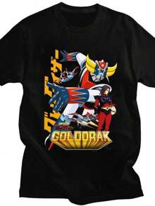 playeras de mujer 2026 Custom Classic Goldrake UFO Robot Grendizer T Shirts Men Women Goldorak Anime T-shirt Streetwear Tee 100 Cotton Slim Fit Tshirt Merch - Negro - Ver 1