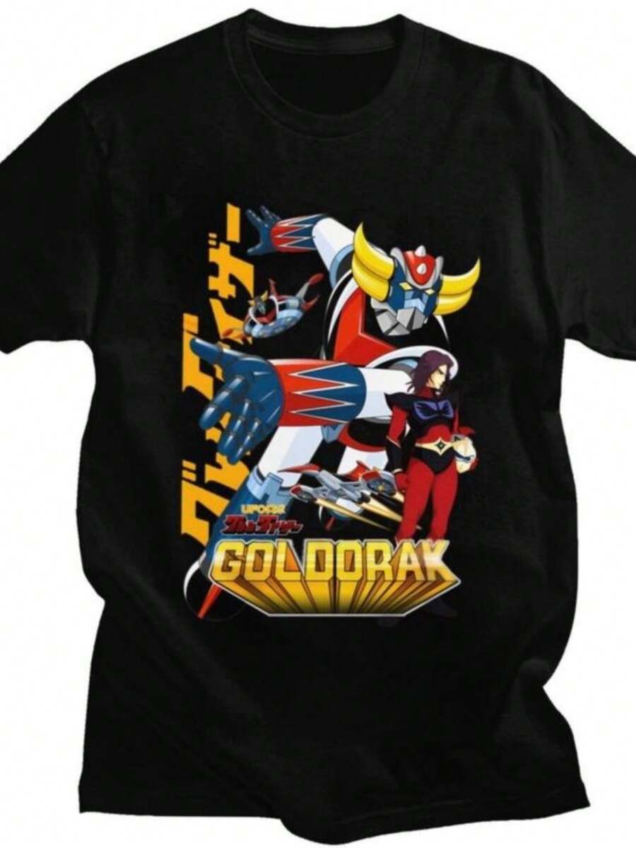 playeras de mujer 2026 Custom Classic Goldrake UFO Robot Grendizer T Shirts Men Women Goldorak Anime T-shirt Streetwear Tee 100 Cotton Slim Fit Tshirt Merch - Negro - Ver 1
