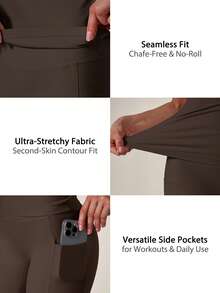 TimeOff 1 Set Women's Solid Color Fitted Short Sleeve T-Shirt And Shorts Sports Suit - Coffee Brown - View 4