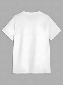 Camiseta de algodón de manga corta para mujer con estampado de arándanos del mercado de agricultores, color blanco puro, cuello redondo informal, corte regular, tela suave y agradable para la piel, cómoda y transpirable, para usar durante todo el año, color base versátil, versátil y llamativa, perfecta para atuendos diarios. - Blanco - Ver 2