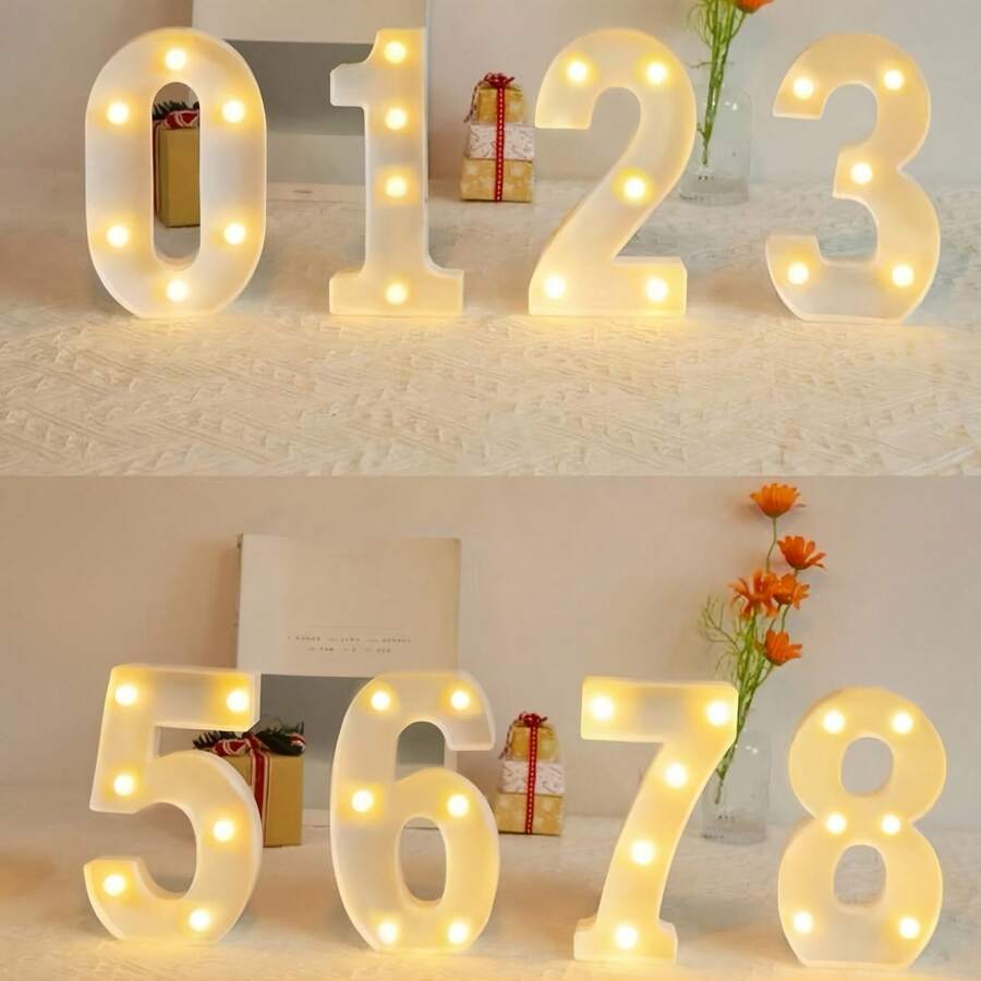 1pc 0-9 Number Theme Restaurant Decor LED Light Night Light Party Wedding Cocktail Party Decoration - Multicolor - View 1