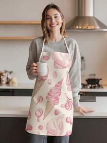 1pc, Cute Cat Pattern Polyester Apron, Suitable For Cooking, Baking, And Gardening - Can Be Used As Attire For The Kitchen And Dining. - Multicolor - View 2