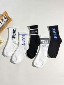 5 Pairs/10 Pairs Random Style Unisex Colorful Creative Graffiti Letter Number Mid-Calf Socks Couple Socks Suitable For Daily Use - Multicolor - View 5
