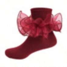 Girls' Solid Color Casual Socks With Ruffles, 1 Pair - Purple - View 8