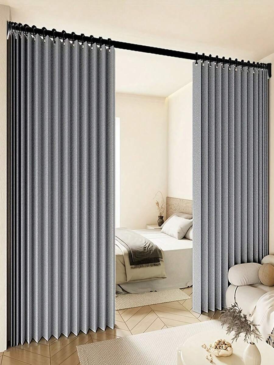 قطعة واحدة ستارة فاصلة للغرفة بتصميم بسيط، قابلة للطي والسحب، تركيب بدون ثقب، قماش من ألياف البوليستر، تقسيم وظيفي لغرفة المعيشة والنوم، ألوان متعددة متاحة، سهلة الإدارة، إخفاء الفوضى، ضرورية للمساحات الصغيرة