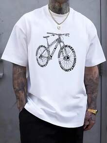 Camiseta Casual de Verano para Hombre con Estampado de Bicicleta - 100% Algodón, Ligera 180 g/m², Transpirable, Cuello Redondo, Adecuada para Ciclismo y Actividades al Aire Libre, Jersey de Ciclismo - Blanco - Ver 8
