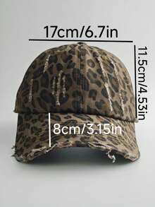 Topi Baseball Denim Motif Leopard American Vintage, Topi Pelindung Matahari Unisex dengan Huruf untuk Musim Semi dan Musim Panas, Membuat Wajah Terlihat Lebih Ramping & Serbaguna - B - View 3