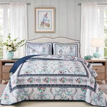Purple Quilt Set Queen Size, 3PCs Antique Rose Light Purple Bedspread Coverlet Set, Lightweight Soft Microfiber Floral Quilt Set With 2 Pillowcases For All Season ( 96"X90"),Home Decor Room Decor Mothers Day Gift Wedding Decorations. - Purple-2007 - 查看 5