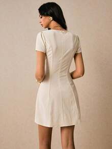 Vestido mini de manga corta con cuello en V y botones, vestido casual de verano elegante de línea A, vestido mini de cuello en V, vestido con botones delanteros, vestido casual de verano, vestido de manga corta, vestido de cuadros rojos de línea A, vestido mini minimalista, vestido rojo, ropa casual de verano para mujer, vestido de ajuste ceñido, atuendos para citas de vacaciones, atuendos para festivales de música de verano, atuendos de oficina para mujer, vestido social, vestidos de picnic para mujer, atuendos de primavera para mujer, vestido de guinga para mujer, ropa de oficina para mujer, atuendos de verano 2026, nuevas llegadas - Amarillo - Ver 3