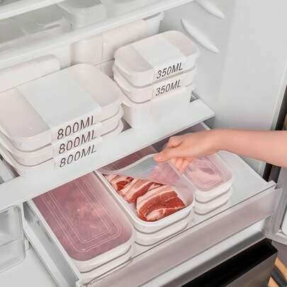 5 Peças - Caixas de Armazenamento para Refrigerador, Recipientes de Preservação de Carne Congelada, Caixas de Preparo de Refeições Semanais, Caixas de Porcionamento Dedicadas para Freezer - Caixas de Freezer Vedadas para Refrigerador Doméstico, Bolinhos e Armazenamento de Cozinha, Fornecimento Direto da Fábrica