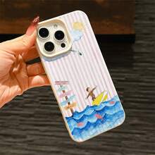1 Stück gestreifter lustiger Affen- & Litschi-Textur Handyhülle kompatibel mit iPhone 17 16 15 14 13 12 11 Pro Max MINI AIR 14 15 16 Plus XS XR X 8 7 SE 2020 - Verschiedenfarbig - Übersicht 5