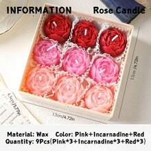 9pcs/Box Set, New Rose Scented Candles, Handmade Soy Wax Fragrance Candles, Smokeless Candles, Birthday Gift, Housewarming Gift, Rose Candles, Mini Candles, For Home Decor, Room Decor, Dining Table Decor, Holidays, Party Decorations, Lovely Decoration, Wedding, Valentine's Day Gift, Birthday Present, Christmas Decorations, Christmas Decor, Christmas Gifts, Room Decor (1 Box Of 9pcs, 2 Boxes Of 18pcs, 3 Random Colors) - Multiple Styles - View 14