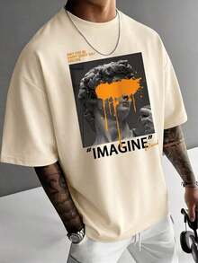 Camisetas Premium Casuales Unisex Bonitas, Camiseta de Manga Corta con Estampado Minimalista para Hombre, Cómoda y Transpirable, Adecuada para el Verano, a la Moda - Verde militar - Ver 2