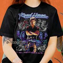 Road House Patrick Swayze 80s R Vintage Uni Clic T- Camiseta 100% Algodón Unisex - Playera Casual Premium de Corte Cómodo - Negro - Ver 1