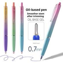 速干顺滑蓝色笔芯 0.7mm 中号油性笔 学生文具 多巴胺练习笔 按压式圆珠笔 按压式油性圆珠笔 外贸英文礼品笔 广告笔 学生书写圆珠笔 - 套裝 - 查看 2